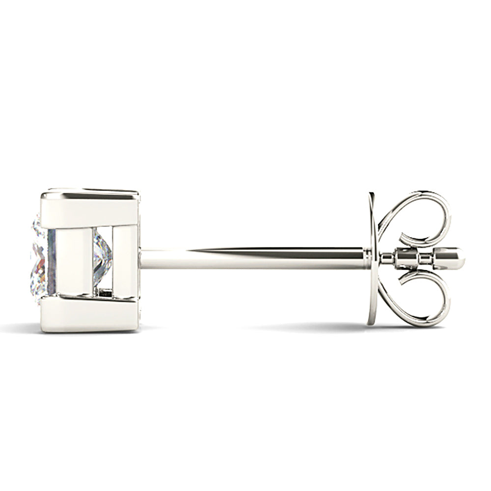 V Prong Princess Cut Diamond Stud Earrings-VIRABYANI